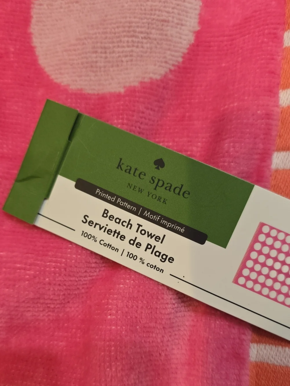 Kate Spade New York Polka Dot Oversized Beach Towel- Pink